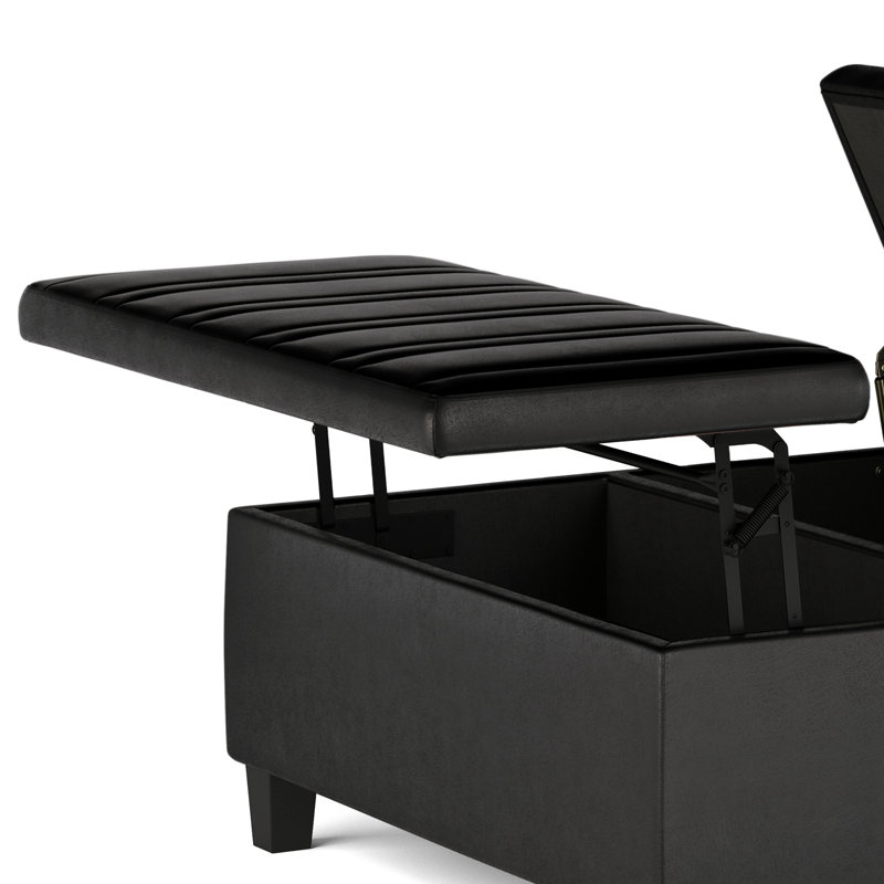 Repose-pieds de rangement pour table basse Ellis, Similicuir noir