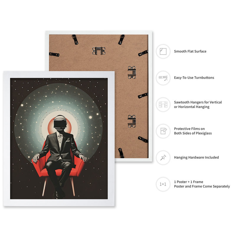 Homme masqué psychédélique n ° 1, Poster, White Framed, 11"H x 14"W