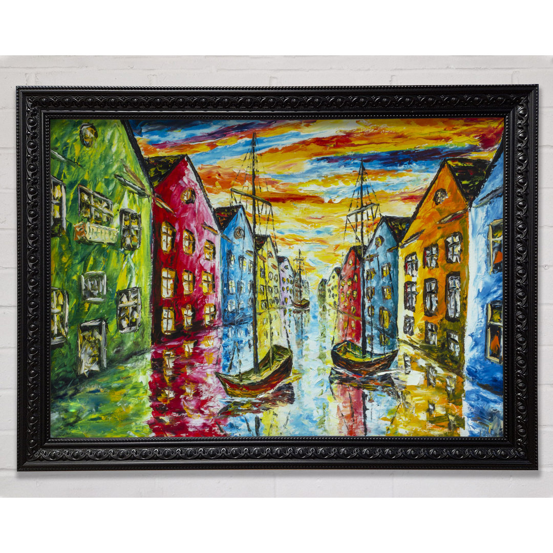 The Sea Village Painted Two - Einzelne Bilderrahmen Kunstdrucke