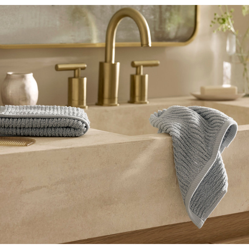 Turkish Ribbed Ribbed Towel Set, Shore, Washcloths - 2 Pack