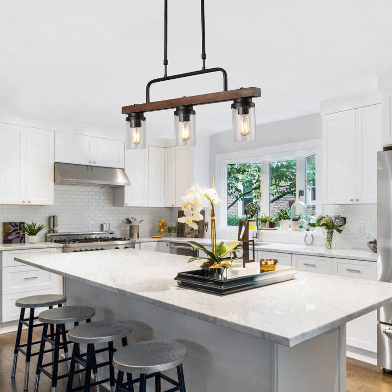 Casteel 3 - Light Kitchen Island Lighting Farmhouse Linear Chandelier for Dining Room