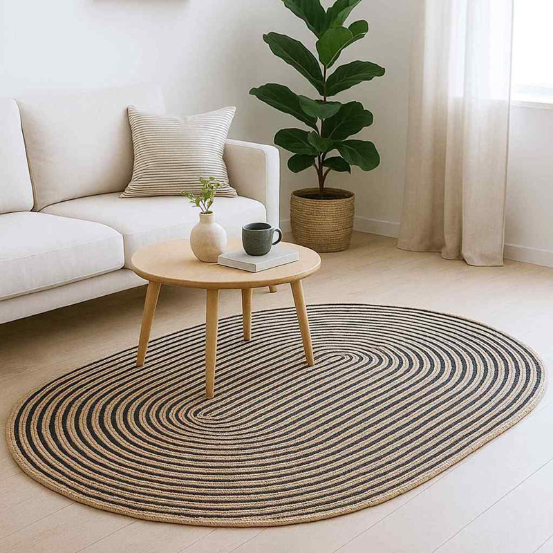Solid Colour Standard Area Rug, Oval 122 x 183cm