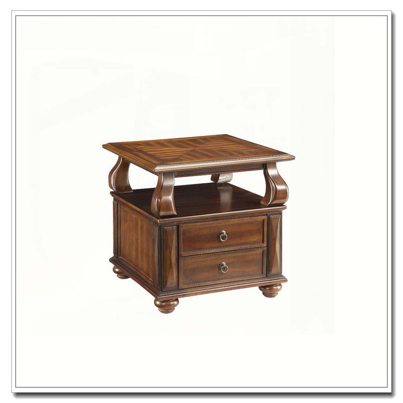Walnut 2-Drawer End Table