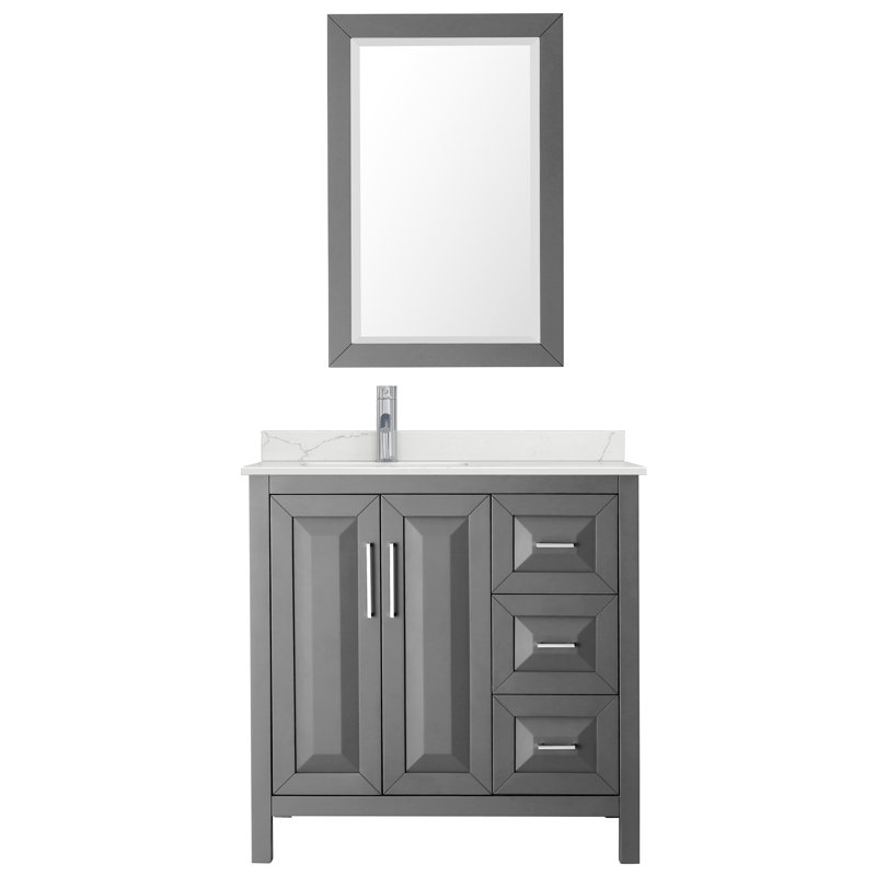 Daria 36'' W Single Vanity, Giotto Quartz, Brown, Polished Chrome