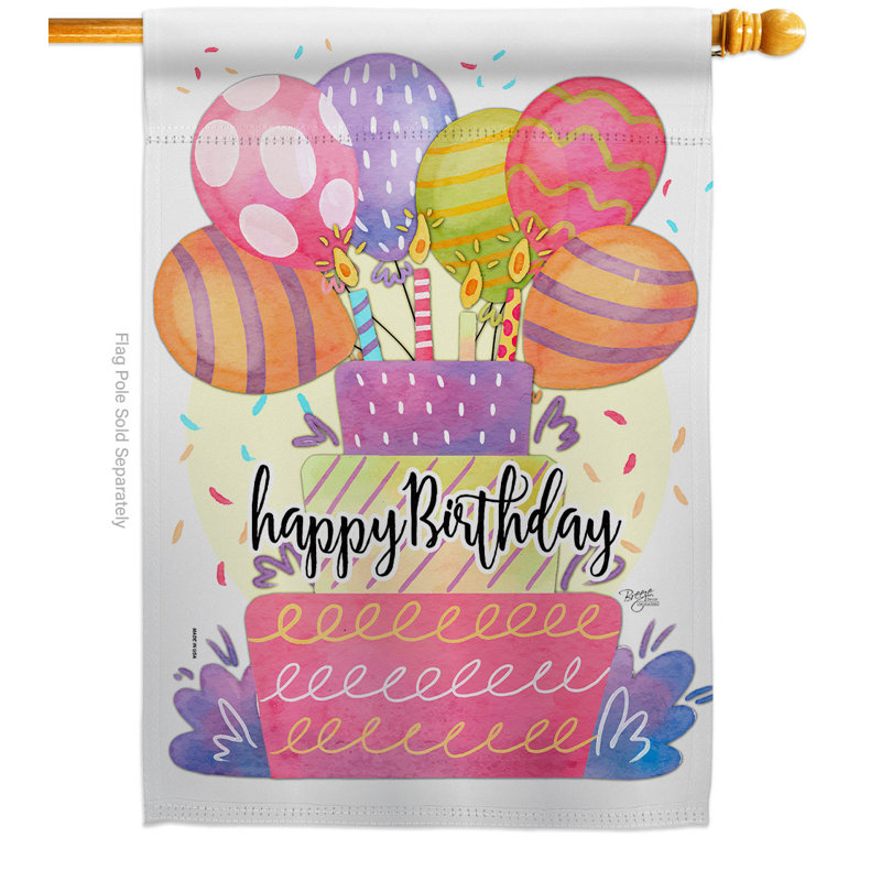 Double Sided Polyester Birthday Garden Flag, 40" H x 28" W
