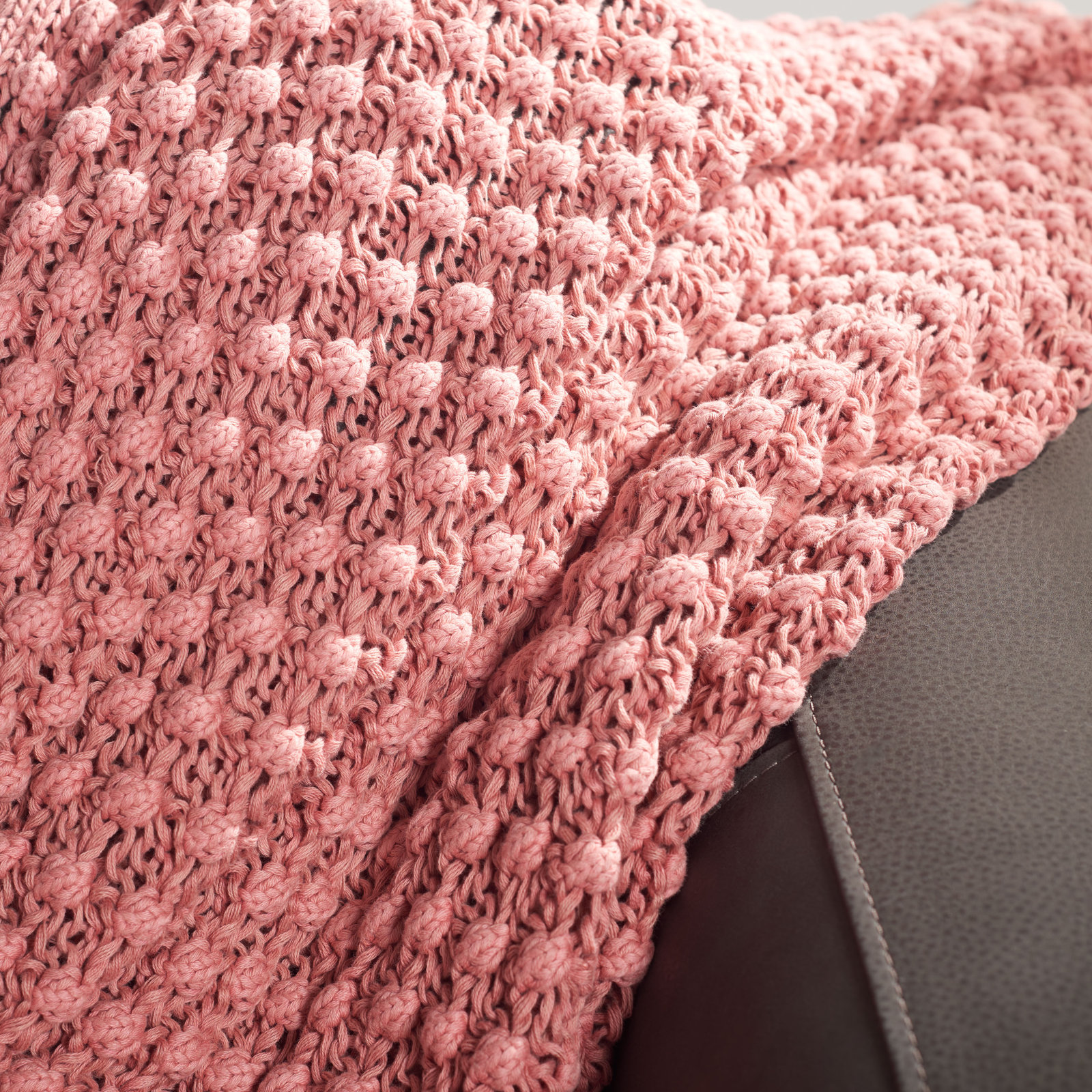 Shasta Cotton Knitted Throw Blanket, Pink