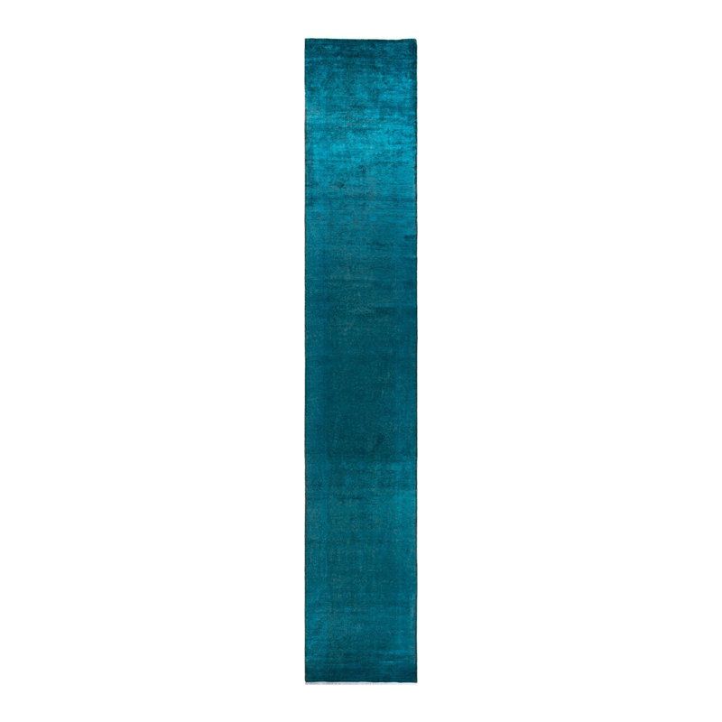 Tapis bleu / bleu sarcelle 3 pi 2 po x 19 pi 10 po One-of-a-Kind de Dallin