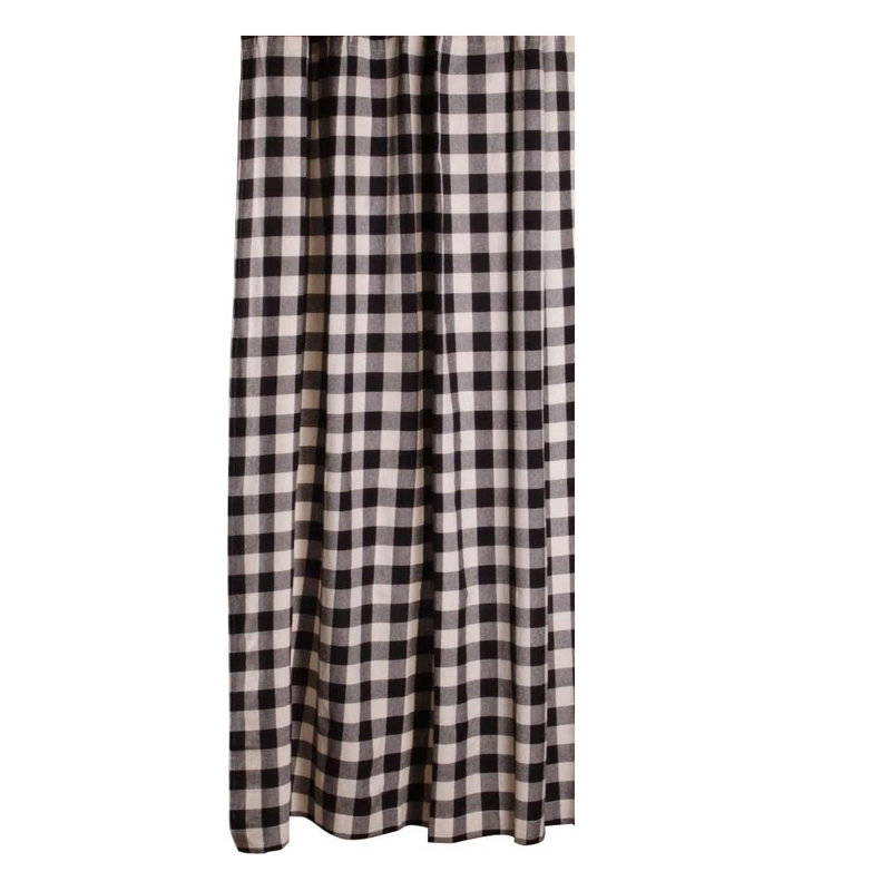 Flavien Cotton Checkered Shower Curtain, Black