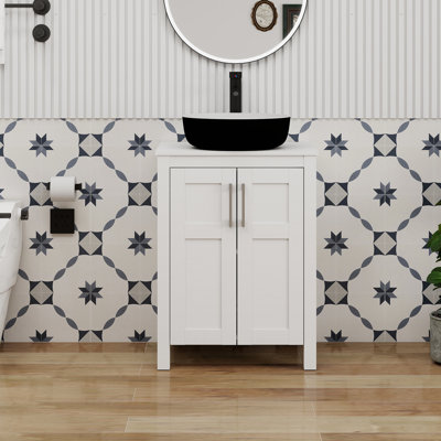 Meuble-lavabo simple autoportant de 24,4 po avec plateau en bois manufacturé Kreutzer