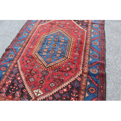 Tapis rouge 5X7 Vintage | Tapis oriental tribal tribal | Tapis bohémien Kazak | Tapis fait à la main