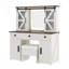 Bureau de meuble-lavabo spacieux avec porte de grange coulissante et station de charge
