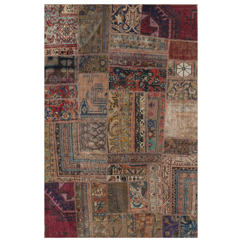 Tapis unique en laine noué à la main beige de 3 pi 10 po x 5 pi 10 po Luitwin