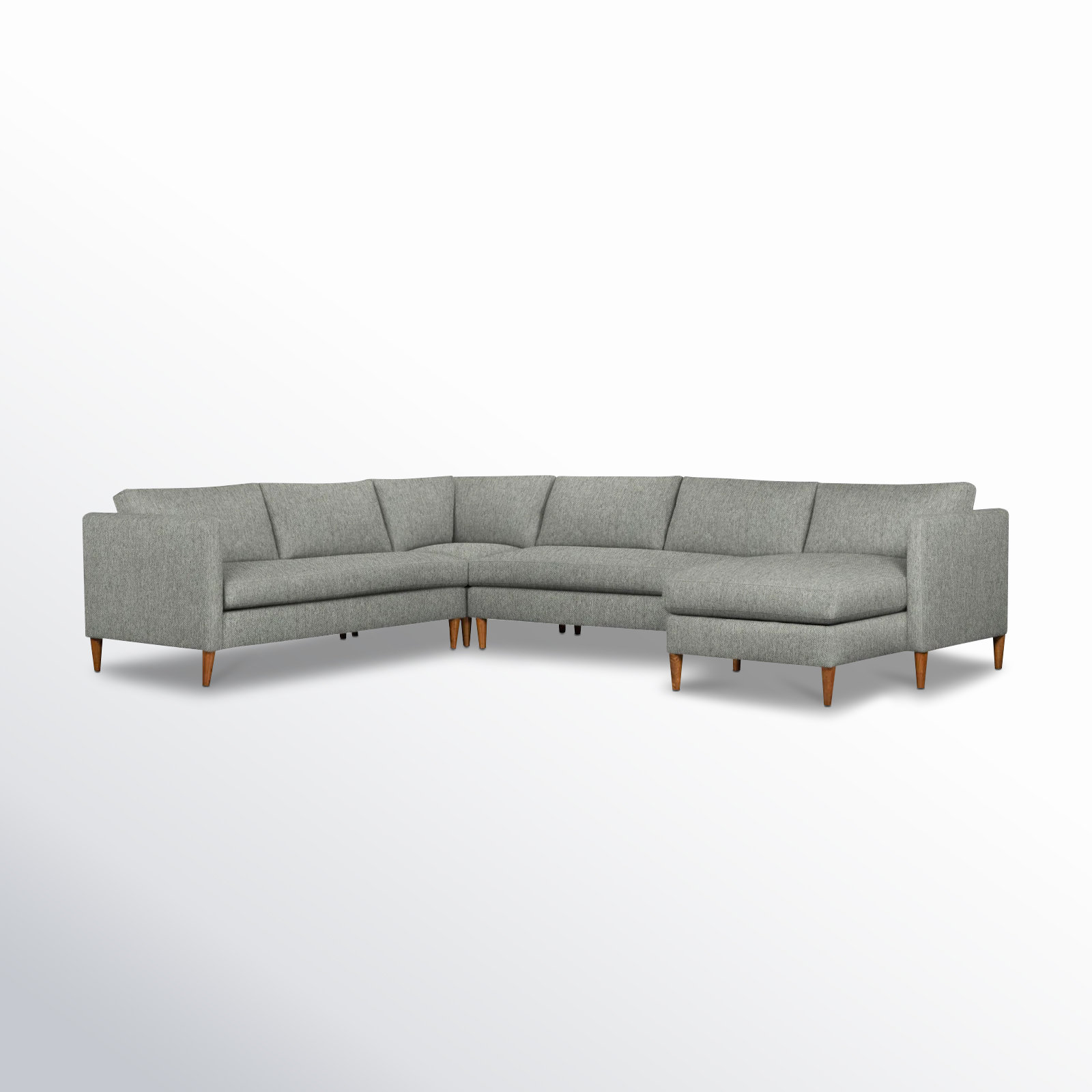 Clifford 4-Piece Upholstered Custom Sectional, Right Hand Facing, Ticket Smoke Heathered Basketweave