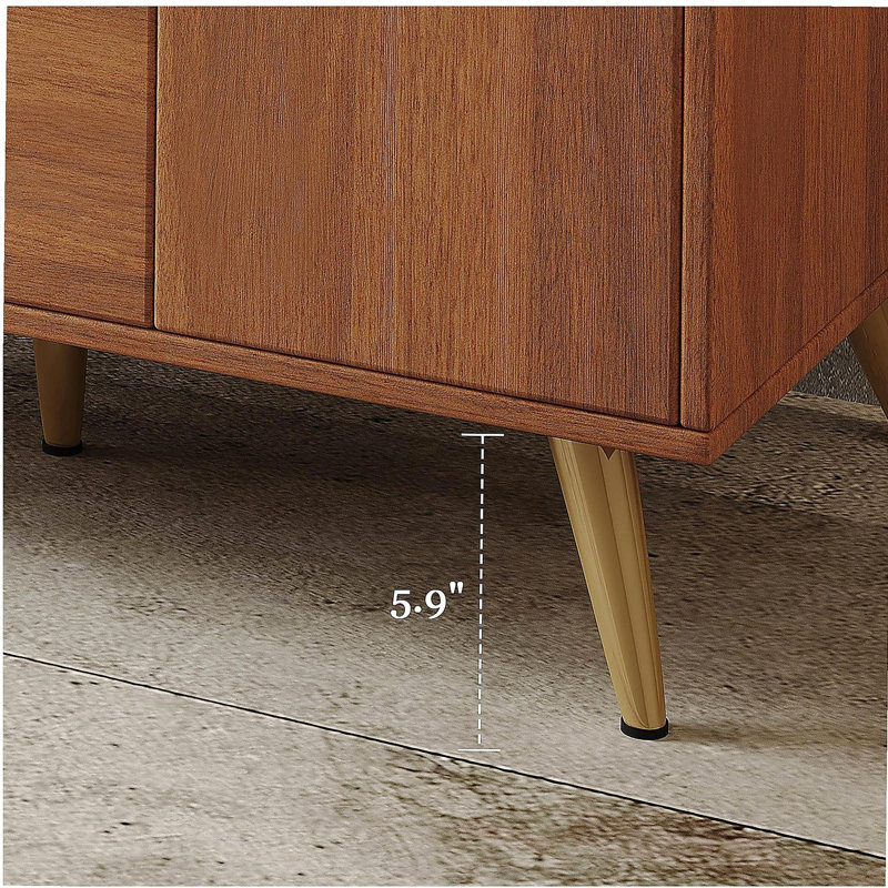 36" Modern Freestanding Bathroom Vanity with Sintered Stone Top, Ceramic Sink & Smart Storage, Walnut/Gold