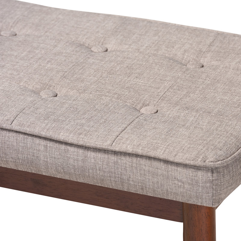 Polyester Upholstered Bench, Light Gray