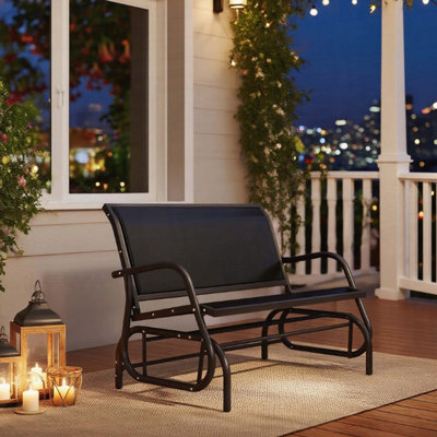 Banc oscillant à deux places avec tissu respirant