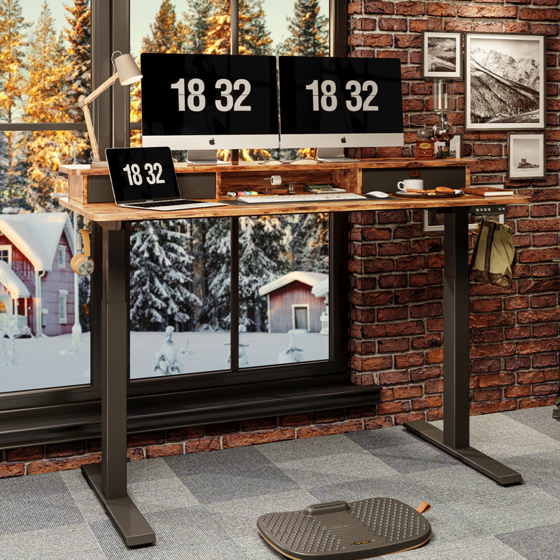 Adjustable Height Stainless Steel Standing Desk with Built-In Electrical Outlet