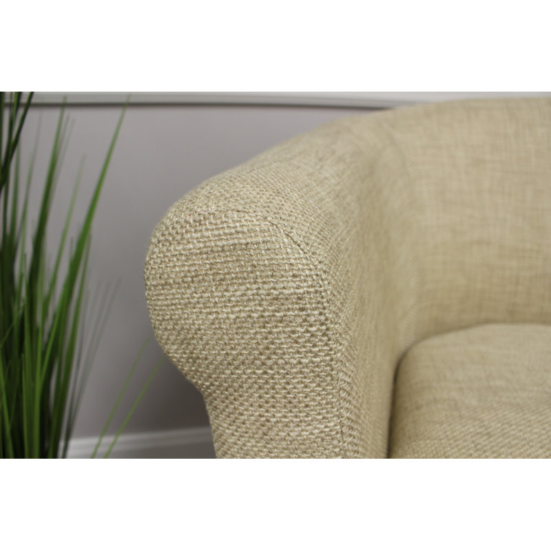 Liam Upholstered Barrel Chair, Beige Microfiber/Microsuede