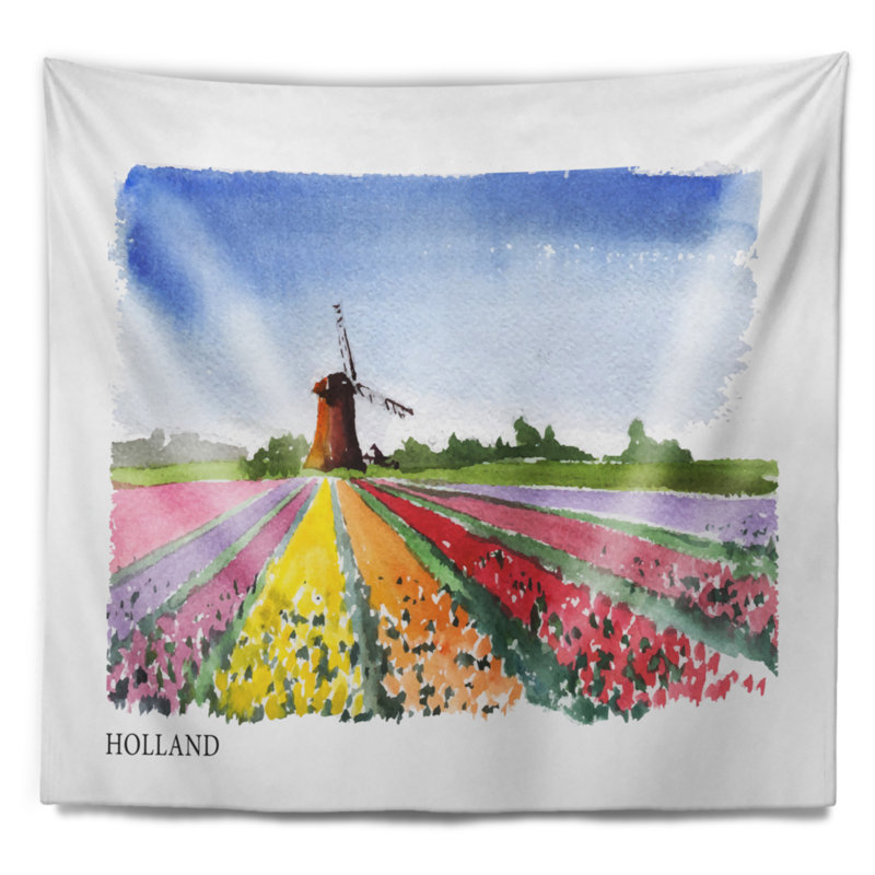 Paysage urbain holland vector illustration tapisserie, H 32 po x l 39 po