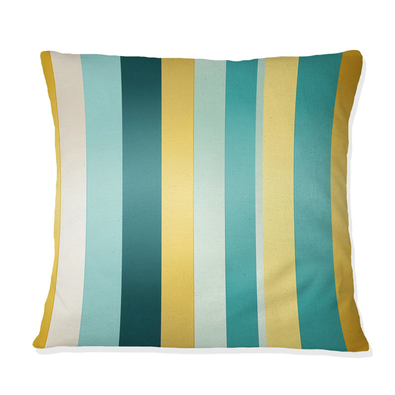 Coussin décoratif à rayures vertes et jaunes Harmony I, H 18 po x l 18 po