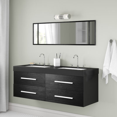 1400mm Wall Mounted Double Sink Vanity Unit