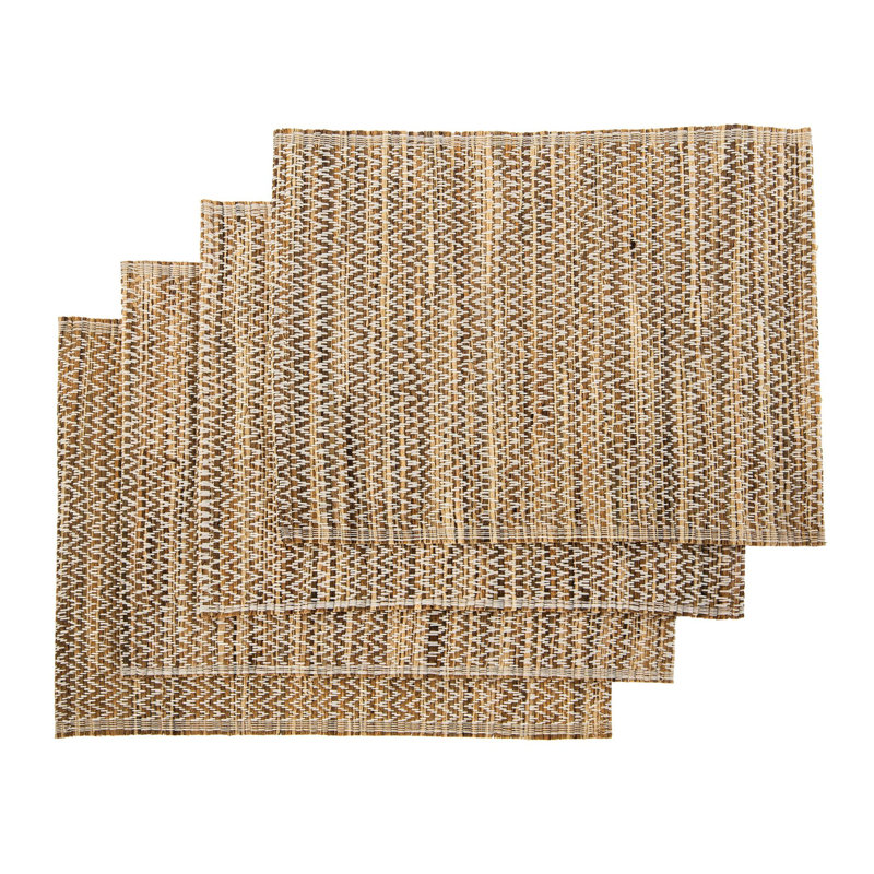 Ensemble de 4 napperons rectangulaires rectangulaires en jacinthe d'eau 19 po x 14,25 po, tons bruns