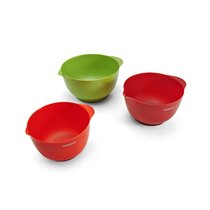 Farberware Set of 3 Mixing Bowls, Red, Green and Orange
