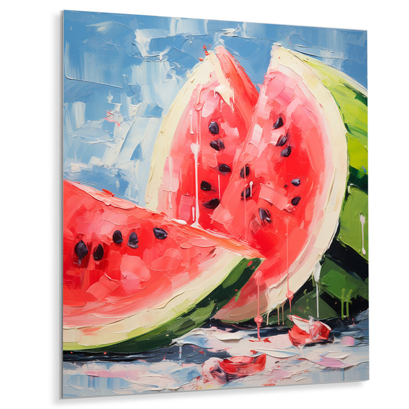 «Summertime Watermelon Fruit 2 - Fruits», art mural en métal, H 20 po x l 12 po x P 1 po