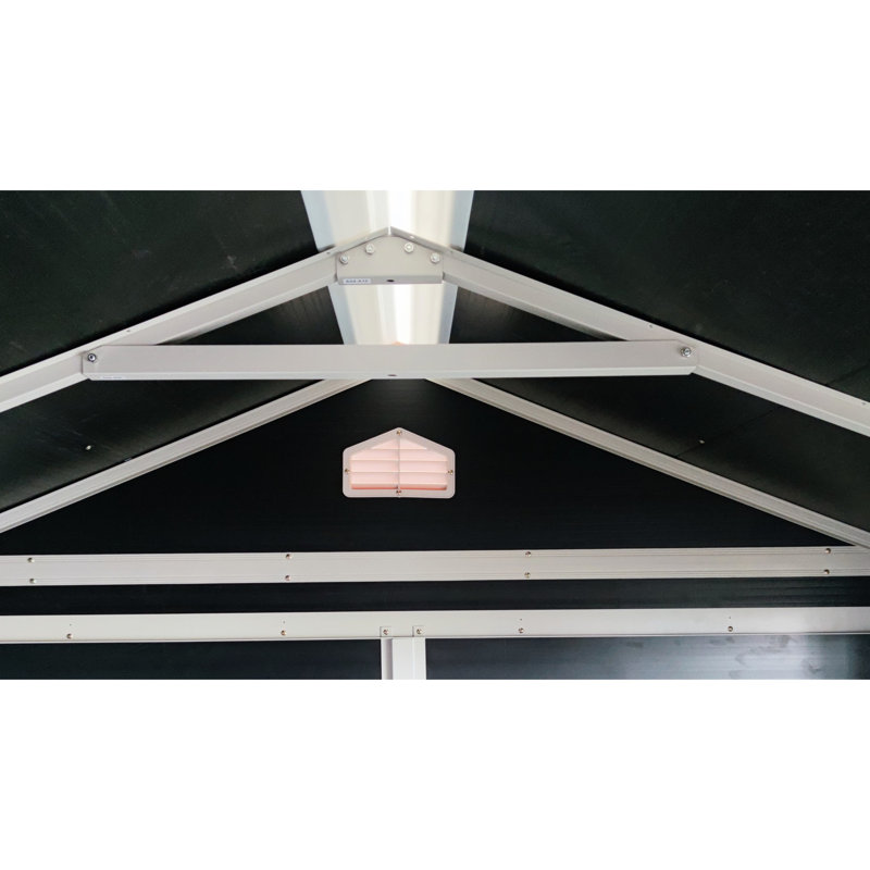 Remise d'extérieur double couche en résine de plastique, 8 x 6 pi, remise noir carbone avec structure en acier, 6 x 8 pi, résistant aux intempéries