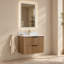 Ensemble de vanité suspendue noire de 61 cm (24 po) avec lavabo intégré et miroir de courtoisie à DEL de 61 x 102 cm (24 x 40 po).-1574173658-1574173659