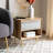 Elegant Leni 18'' W Nightstand – Stylish Modern Wood Bedside with Brass Legs & Unique Drawer Design