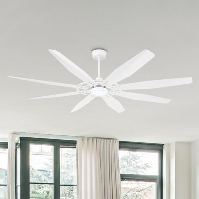 Fianna 60'' 72'' Ceiling Fan with Light Remote Control, 8-Blades Large Industrial Ceiling Fan Reversible Quiet DC Motor 3CCT/6-Speed