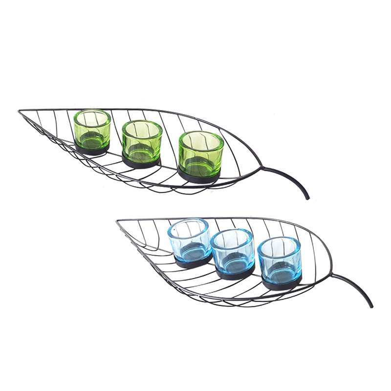 2 Piece Glass Tabletop Tealight Holder Set