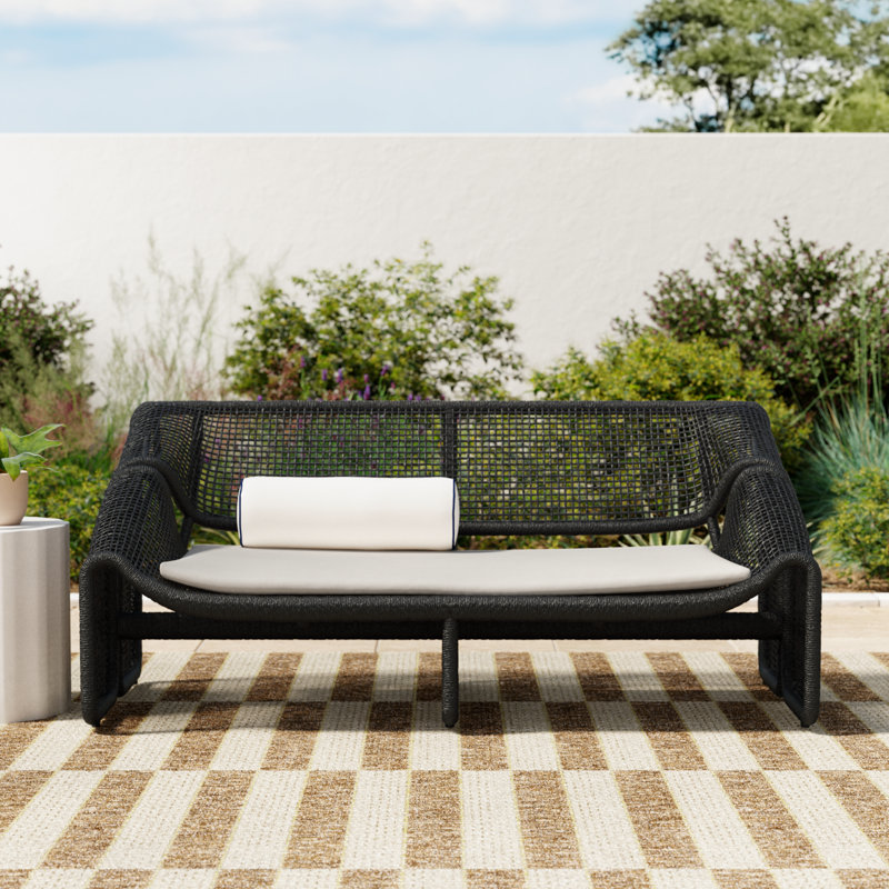 Shea 63'' Wide Straight Loveseat with Cushions, Faux Black Hyacinth