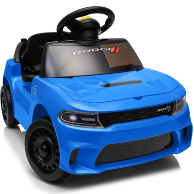 Voiture électrique Dodge autorisée pour enfants de 1 à 3 ans, avec musique et klaxon - Bleu