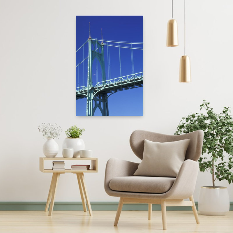 St Johns Bridge Cathedral Park Portland Oregon Classic Gothic Retro Architecture City Wall Art, H 36 po x l 24 po