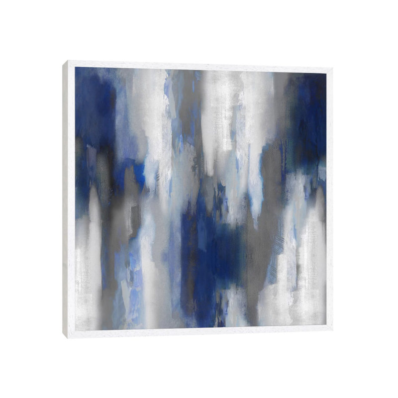 Apex Blue III by Carey Spencer - Floater Frame Painting on Canvas, White, 66.04 cm H x 66.04 cm W