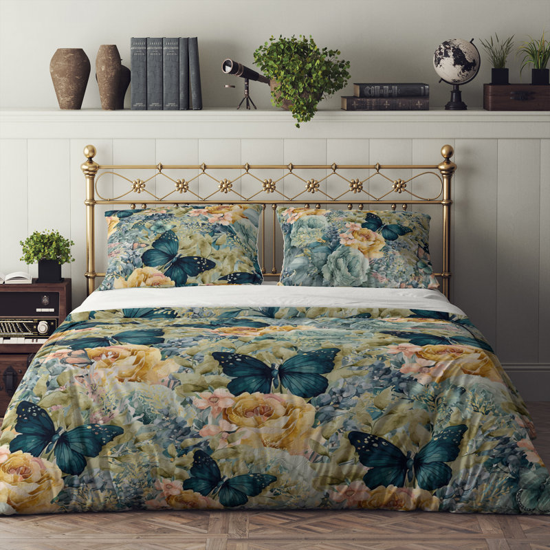 Floral Duvet Cover, King Duvet Cover + 2 King Shams