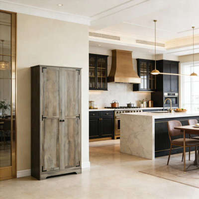 Freestanding Rustic Pantry Libbie with Six Tiers and Adjustable Shelves for Versatile Storage and Elegant Farmhouse Style