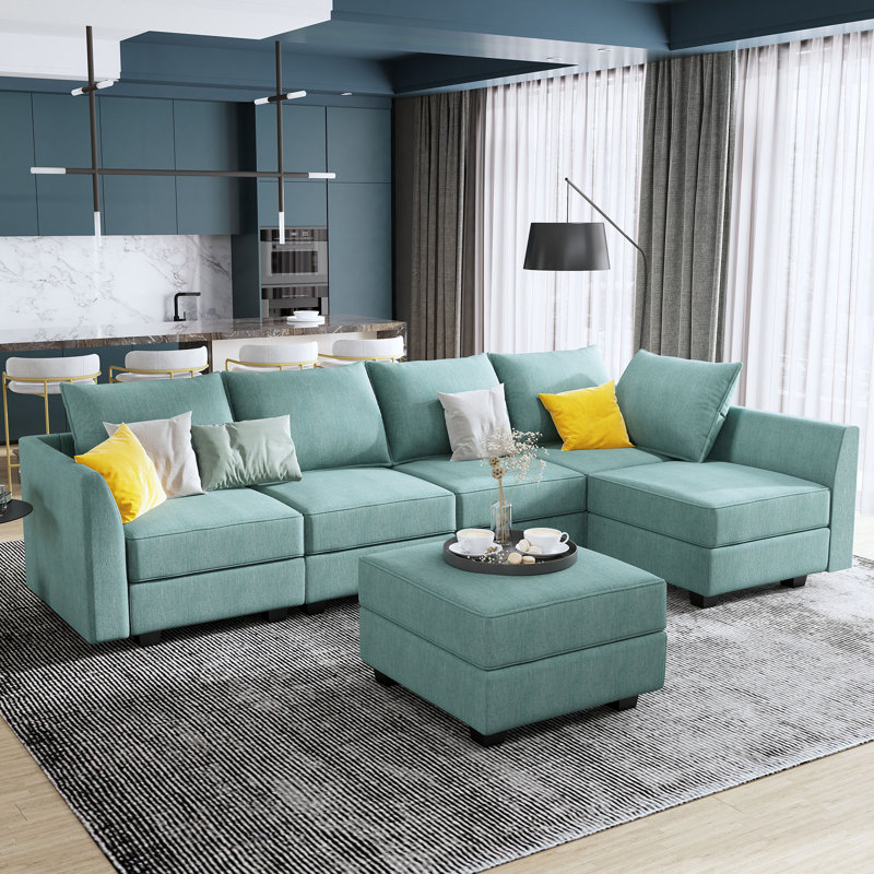 Canapé modulaire réversible de coin avec repose-pieds de 112,6 po Venishia