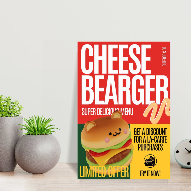 Cute Bear Burger by Julia Ramiro - Wrapped Canvas Print, 45.72 cm H x 30.48 cm W