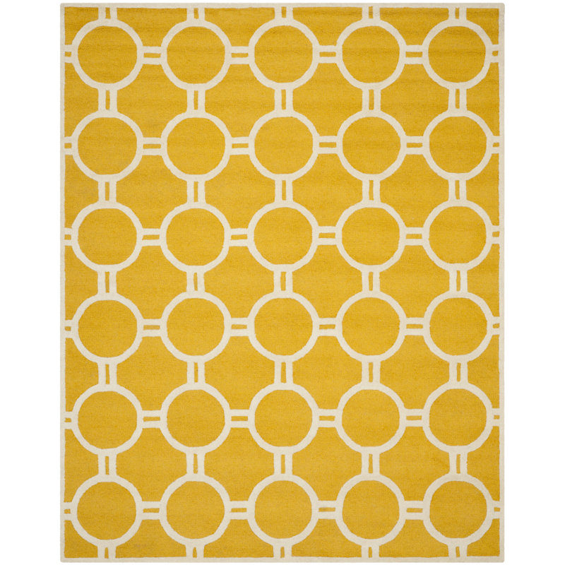 Handmade Cambridge Gold & Ivory Square Wool Rug 2' x 3'