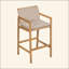 Tabouret de bar d'extérieur en bois, bois avec coussin, ensemble de 2