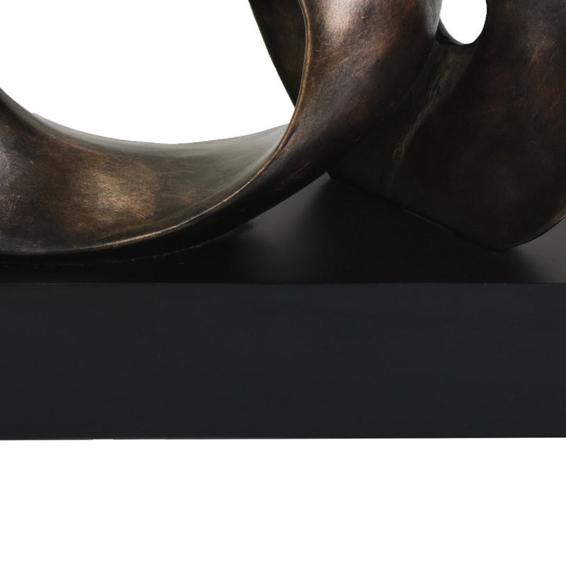 Tabletop Décor, Abstract Loop Sculpture, Plinth Base Bronze Black,11 Inch