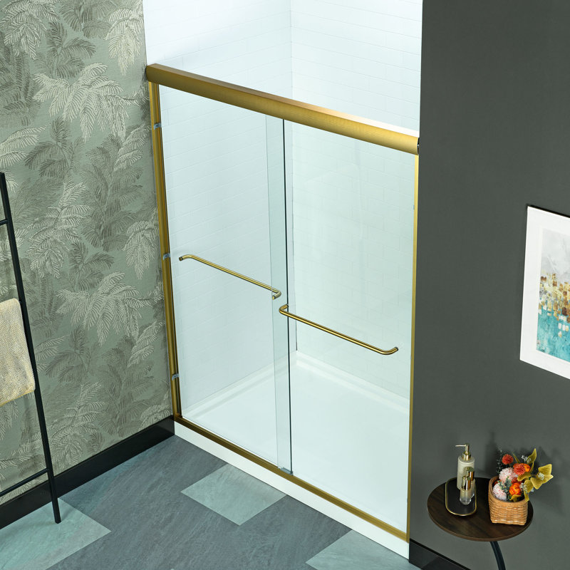 WOODBRIDGE Double Sliding Shower Door 56-60" Width x 72"Height with 5/16"(8mm) Clear Tempered Glass, Brushed Gold