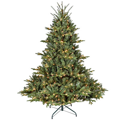Full-Shape PE/PVC Mixed Branches Hinged Christmas Tree With UL Lights & Stable Metal Stand