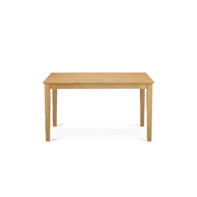 Oak Finish Rubberwood Rectangular Dining Table Set 7 Piece With 6 Chairs Solid Top