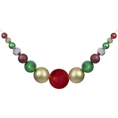 6' Shiny and Matte Traditional Colors Shatterproof Ball Christmas Swag