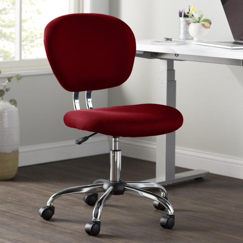 Chaise de bureau pivotante en maille, Rouge, Fixe