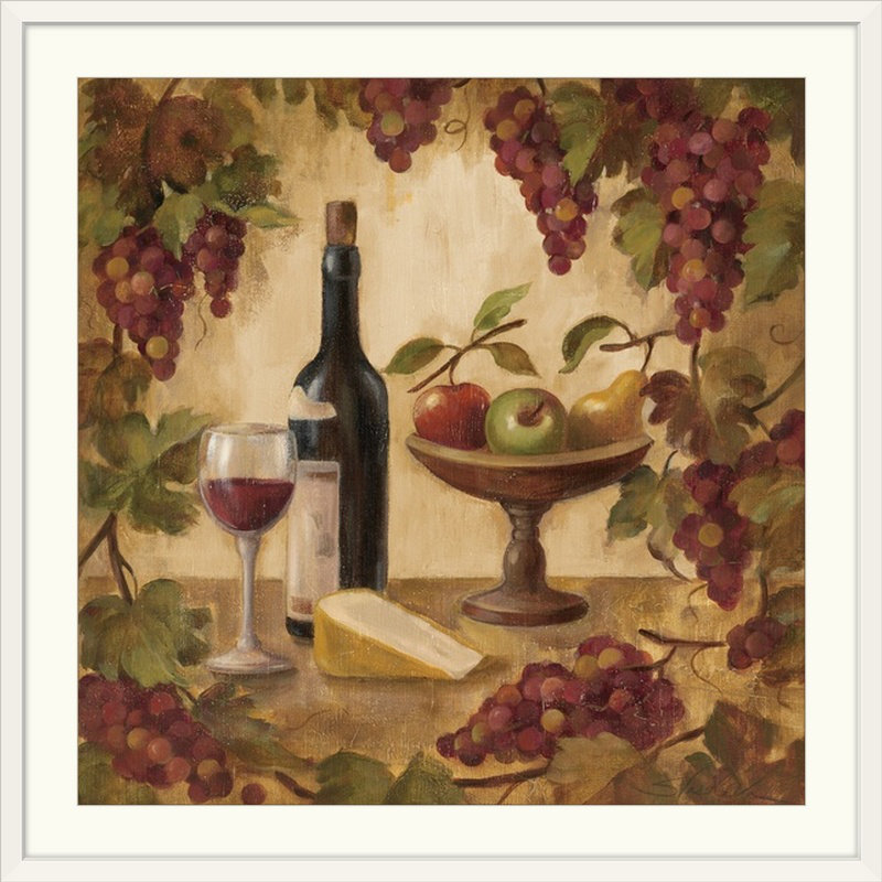 «Wine and Cheese II» par Silvia Vassileva - reproduction d'art, H 12 po x l 12 po x P 1,5 po, Toile
